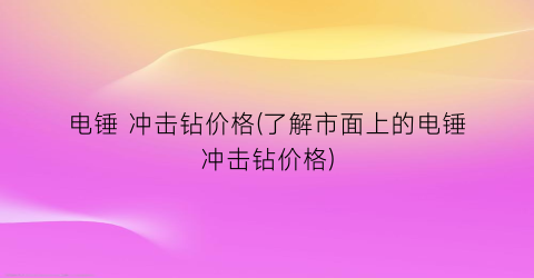 “电锤 冲击钻价格(了解市面上的电锤冲击钻价格)